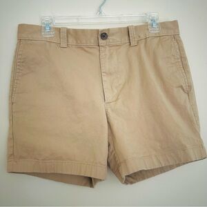 🔹J. Crew Men's Tan Khaki Flat Front Summer Shorts 5” Inseam Size 32